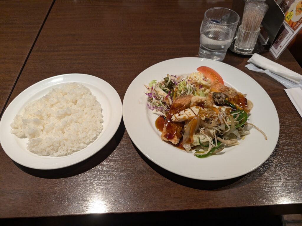 白身魚と甘酢あんかけランチ